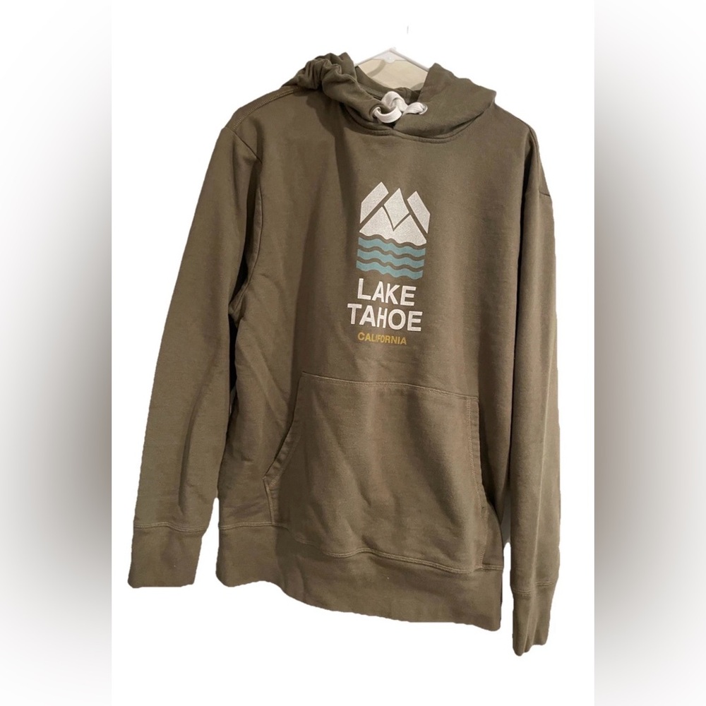 Lake Tahoe CA Green Hoodie Sweatshirt Size L Designed In Truckee Gorpcore casual